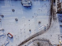 Winters centrum vanuit drone