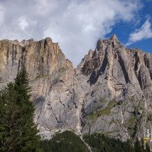 Panoramic Views of the Majestic Dolomites near Canazei on SS242