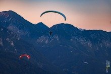 Sunset Paragliding Over Stubai Valley