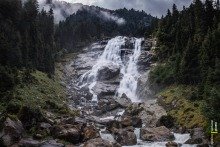 Grawa Waterfall on a Gray Summer Day